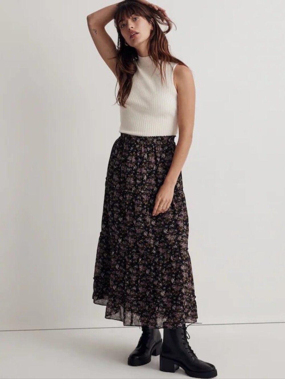 Madewell Long Floral Skirt